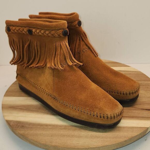 Minnetonka Back Zip Boot - Chestnut Women's Size 9.5 - Picture 3 of 10